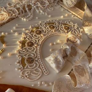 Exclusive author's work "Velsky wedding crown, XIX century" with earrings